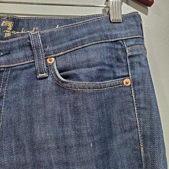 7 For All Mankind Women's Size 28 Dark Wash Low Rise Bootcut Denim Jeans - Picture 5 of 13